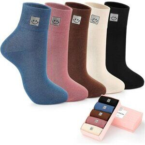 Soft Cotton Women Socks above Ankle Crew Bootie Socks Cute Lovely Smiley Face